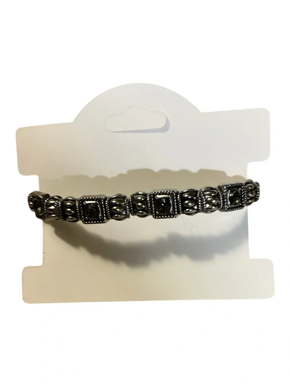 Handmade Silver-Tone Decorative Hair Barrette — Black Accents